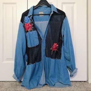 Denim Rose Button-up